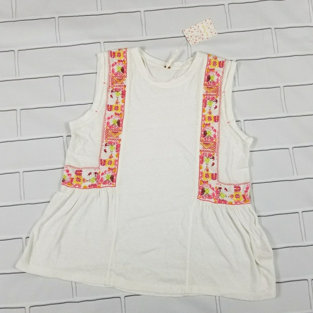 Free People Sleeveless Embroidered Top Hippie M